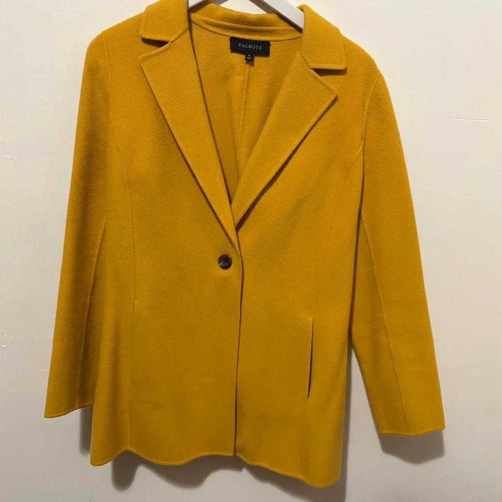 Women's Mustard Yellow Coat Talbots wool blazer size 6 - Picture 10 of 12